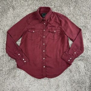 Lily & Lottie Womens Western Shirt Small Red Cowgirl Tencel Long Sleeve Snap‎